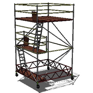 Echafaudage roulant en 300 cm par 300cm de largeur, Hauteur de travail 6.5