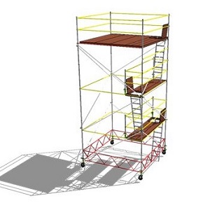 Echafaudage roulant en 300 cm par 300cm de largeur, Hauteur de travail 8