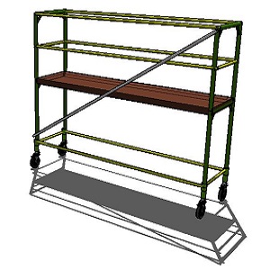 Echafaudage roulant en 80 cm par 300cm de largeur, Hauteur de travail 3.5